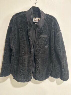 The North Face Sherpa Fleece Jacket Womens 3X Black Full Zip Cozy Teddy Coat